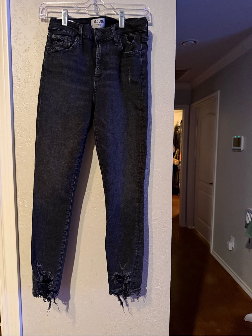 AGOLDE size 28 stretch High-Rise Black Distressed ankle Skinny Jeans - Women's